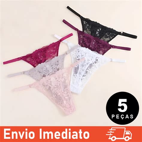 Kit Calcinhas Fio Dental De Renda Regulagem Calcinha Feminina Lingerie Shopee Brasil