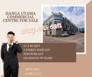 Danga Utama Commercial Centre 3 Storey Shop Lot For Sale For Sale RM5