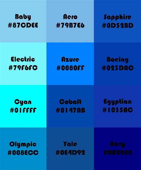 Shades of Blue | Blue hex code, Coding, Psychology meaning