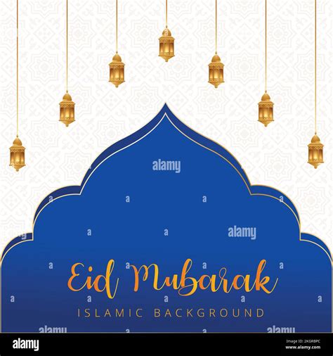 Eid Mubarak Vector Design Eid Mubarak Golden Text Effect Blue And Golden Shade Arabian Lamps