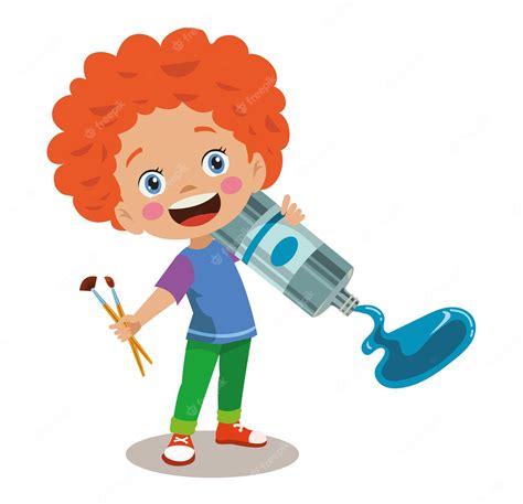 Premium Vector Color Paint Brush And Cute Boy