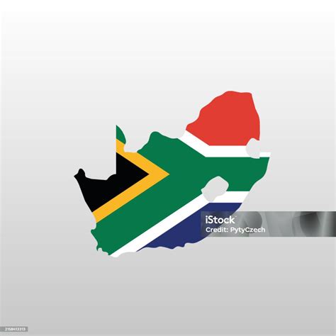 South Africa National Flag In Country Map Silhouette Stock Illustration