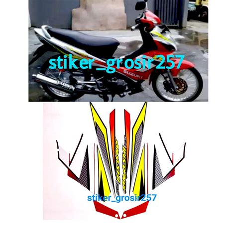 Jual STIKER STRIPING LIS BODY MOTOR SUZUKI ARASHI 125 2005 2006 PUTIH