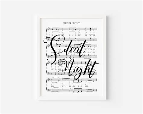 Silent Night Hymn Silent Night Decor Christmas Decor Hymn Wall Art