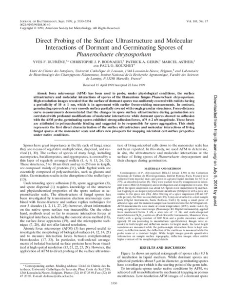 (PDF) Direct probing of the surface ultrastructure and molecular interactions of dormant and ...