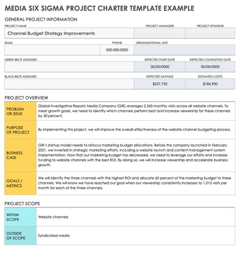 Six Sigma Project Charters and Examples | Smartsheet