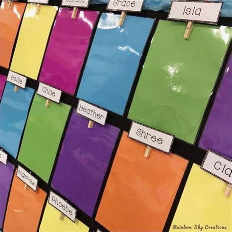 Colorful Bulletin Boards With Name Tags On Them