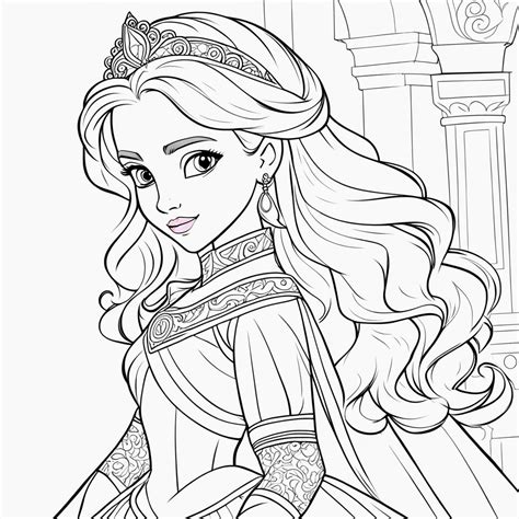 Une page de coloriage de princesse mérida en style dessin an by Anna