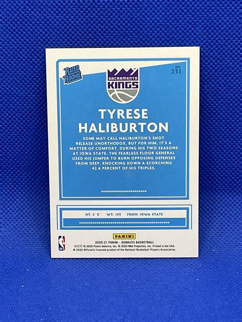 Tyrese Halliburton Panini Donruss Rated Rookie Rc Kings