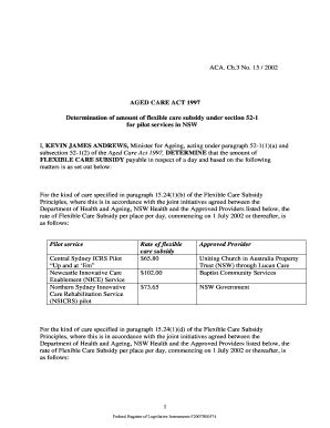 Fillable Online Determination Of Amount Of Flexible Care Subsidy Under