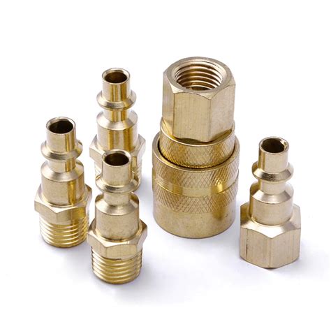 5pcs Brass Quick Coupler Set Solid Air Hose Connector Fittings 1 4 Npt