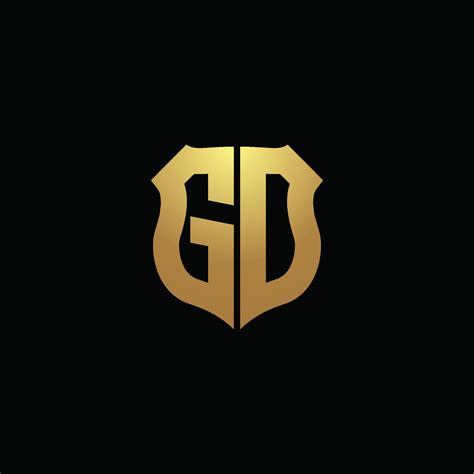 Gd Logo Monogram With Gold Colors And Shield Shape Design Template