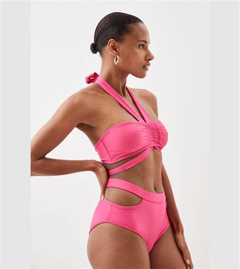 Buy Karen Millen Halterneck Bikini Top In Pink Thstreet Saudi Arabia