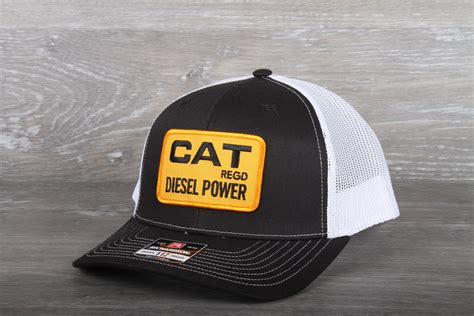 Vintage Cat Diesel Power Logo Patch On A Richardson 112 Trucker