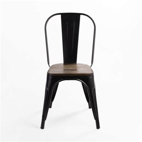 Novahus Pack Sillas Tolix Vintage Asiento Madera Negro