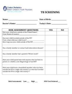 Fillable Online Tuberculosis Test Form Fax Email Print PdfFiller