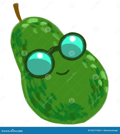 Avocado Sunglasses Cartoon Character Illustration Healthy Fruit Stock Illustration