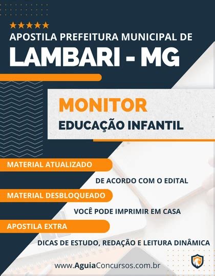 Apostila Monitor Educação Infantil Pref Lambari Mg 2023