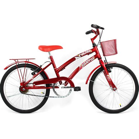 Bicicleta Feminina Dolphin Aro 20 Cesta E Garupa Cor Vermelha