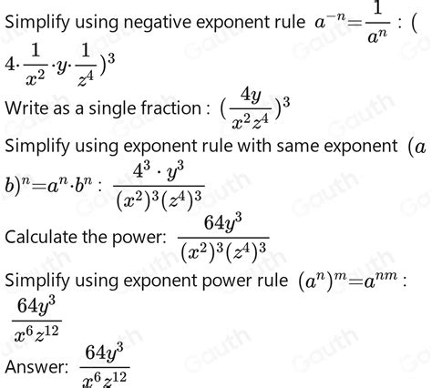 Solved Bentuk Pangkat Positif Dari 4x 2 Yz 4 3 Adalah 12