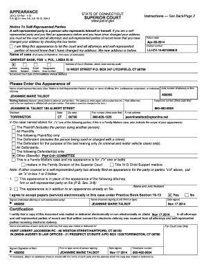 Fillable Online Appearance State Of Connecticut Superior Court Fax