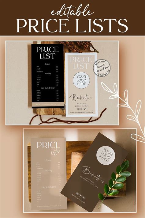 Editable Price List Template Beauty Salon Price List Template Elegant