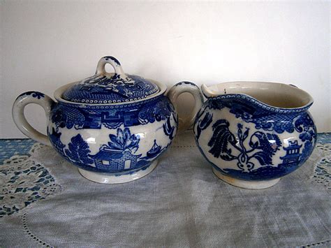 Blue Willow Creamer And Sugar Bowl Etsy