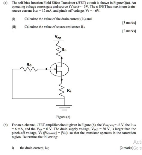 Solved The Self Bias Junction Field Effect Transistor Jfet Circuit Is Shown In Figure Qa