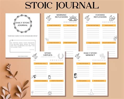 Stoic Journal Daily Stoic Planner Meditation Sheet Gratitude Tracker