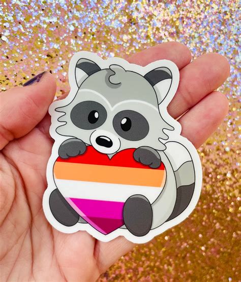 Raccoon Lesbian Lgbtq Pride Sticker 3 Waterproof Vinyl Free Shipping Etsy