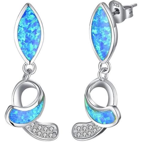 Boucles D Oreilles Bleues Exquises Pour Femme Argent Sterling 925