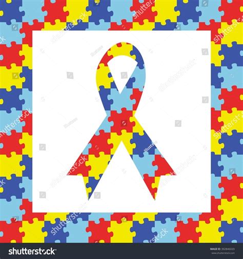 Autism Ribbon Awareness Symbol Frame Stock Vector 392846020 Shutterstock