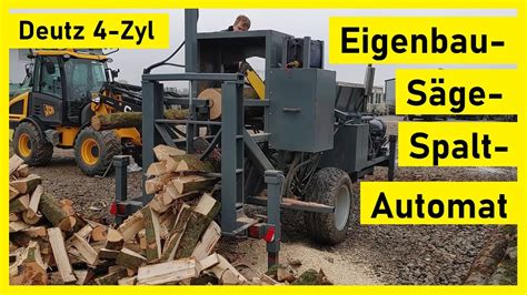 Eigenbau Säge Spalt Automat Deutz F4L912 Leistung ist vorhanden