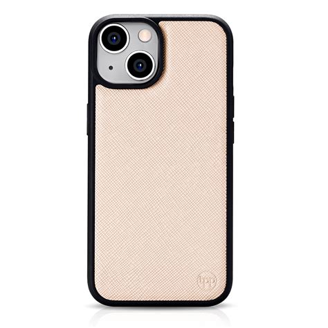 IPhone 14 Saffiano Leather Case Nude Fone Express