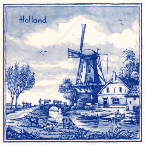 Holland Molen Tegel X Cm Delfts Blauw Souvenirs From Holland