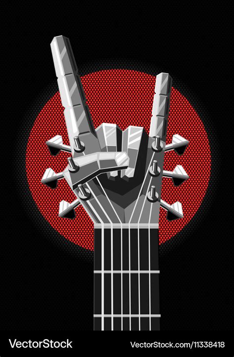 Rock poster with a metal hand and guitar Music Vector Image