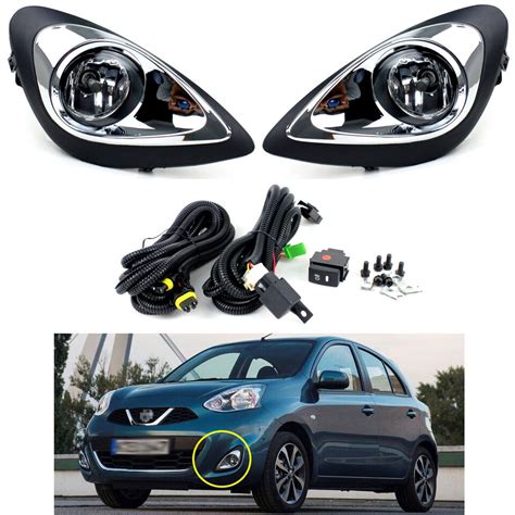 For Nissan Micra Set Bumper Fog Lights Lamps