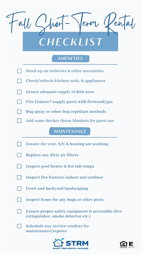 Fall Short Term Rental Checklist Short Term Rental Manager