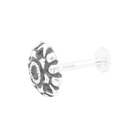 Buy Eloish Thin Flower Design Oxidized 92 5 Sterling Silver Nose Pin