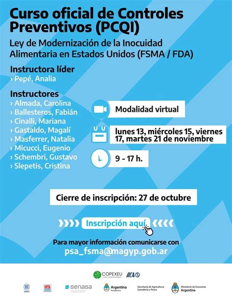 Curso Oficial Fspcaindividuo Calificado En Controles Preventivos Pcqi Para