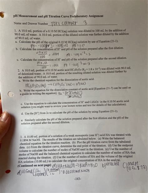 Solved PH Measurement And PH Titration Curve Prelaboratory Chegg