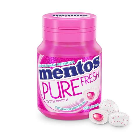Жевательная резинка MENTOS Pure Fresh (Ментос) Тутти-Фрутти, 54 грамма ...
