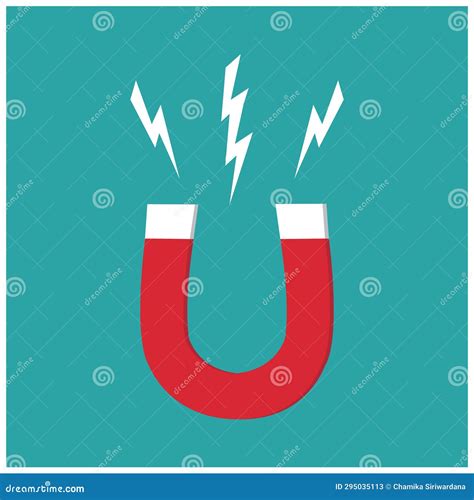 U Shaped Magnet Iconred Horseshoe Magnet With Magnetic Power Sign