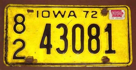 License Plate: State of Iowa # 82-43081, Year: 1972, Black