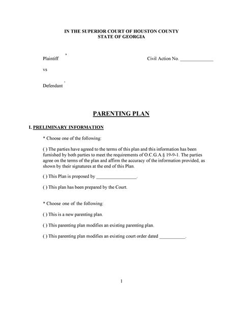 49 Free Parenting Plan And Custody Agreement Templates Templatelab