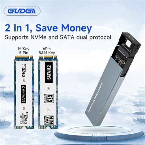 GUDGA Dual Protocol M 2 NVMe SSD Case 10Gbps USB3 1 Gen2 NVMe Enclosure