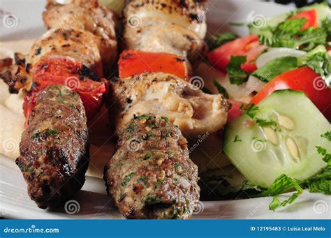mixed kebab stock image image  grilled outdoors chicken