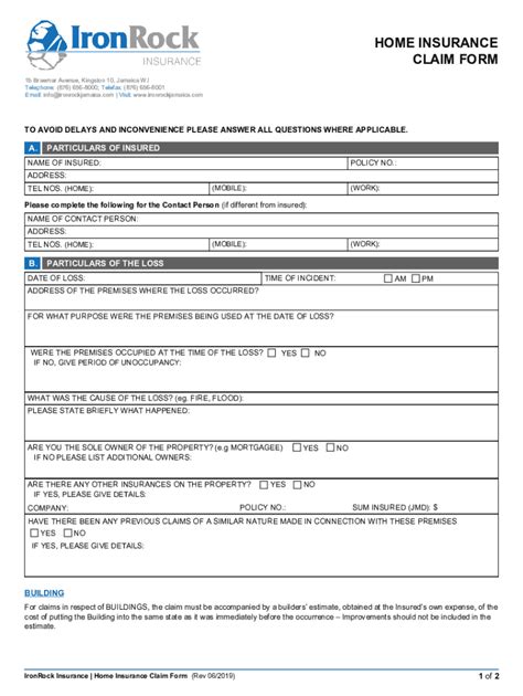 Fillable Online MOTOR ACCIDENT CLAIM FORM IronRock Insurance Fax