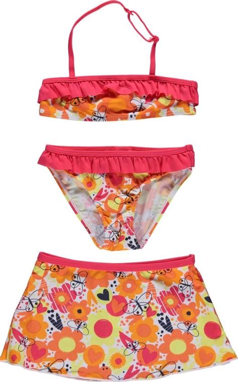 Losan Meisjes Bikini Met Rokje Lichtrood Met Bloemen Maat Bol