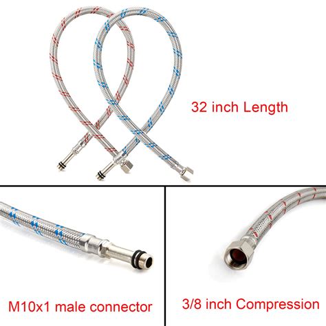 Midanya 32 Inch Long Faucet Connector Braided Stainless Steel Supply Midanya